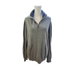Magee 1866 Valentia Mens Grey 100% Cotton Quarter Zip Sweater Size M Logo Knit